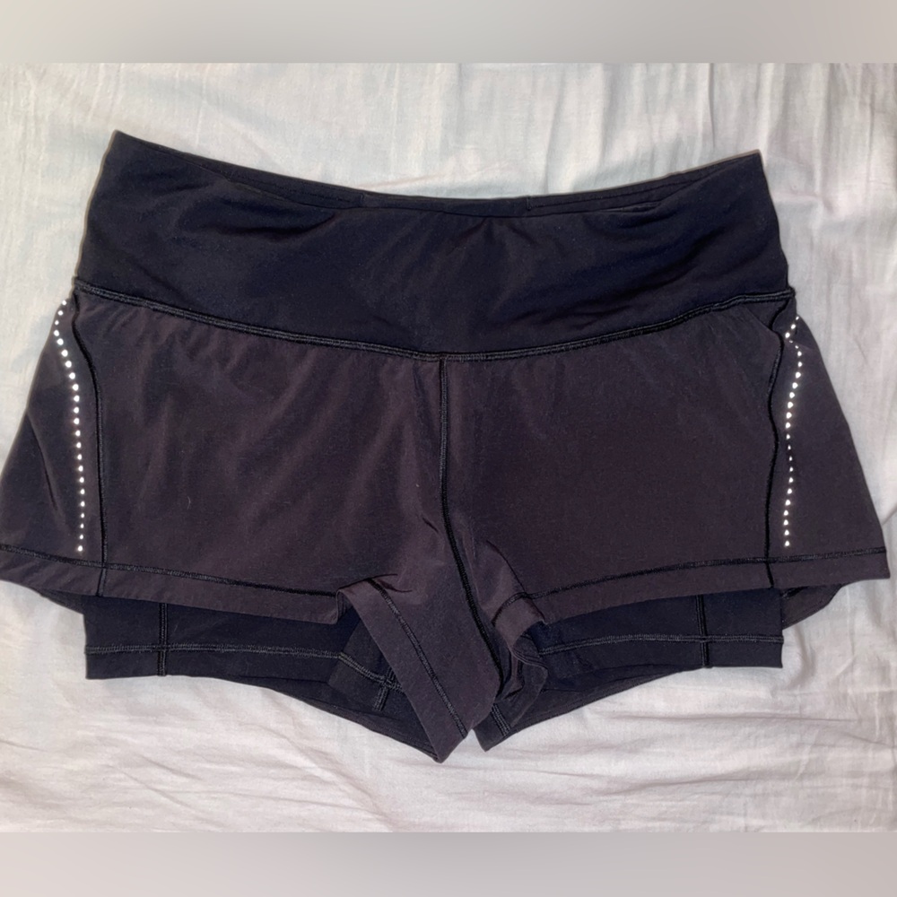Lululemon Black Running Shorts Women’s Medium Approx 30” Waist Reflective